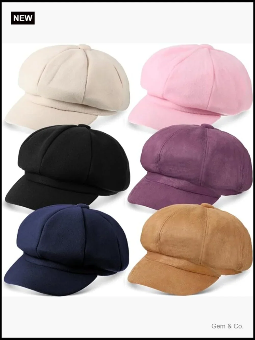 6 Wool Newsboy Caps Vintage Baker Boy Beret Hats for Women